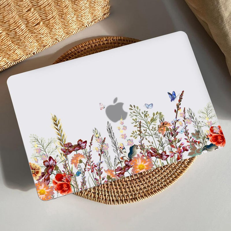 AKIT Compatible with MacBook Air 13 inch Case 2026 2025 2024-2022 M4 M3 M2 A3240 A3113 A2681, Unique Hard Shell Laptop Case+Screen Protector+Keyboard Cover for Mac Air 13.6 inch, ButterflyFlowers - Image 3